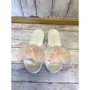 UGG Women’s Royale Slides Baby Pink Sheepskin Fur White Sole US 8